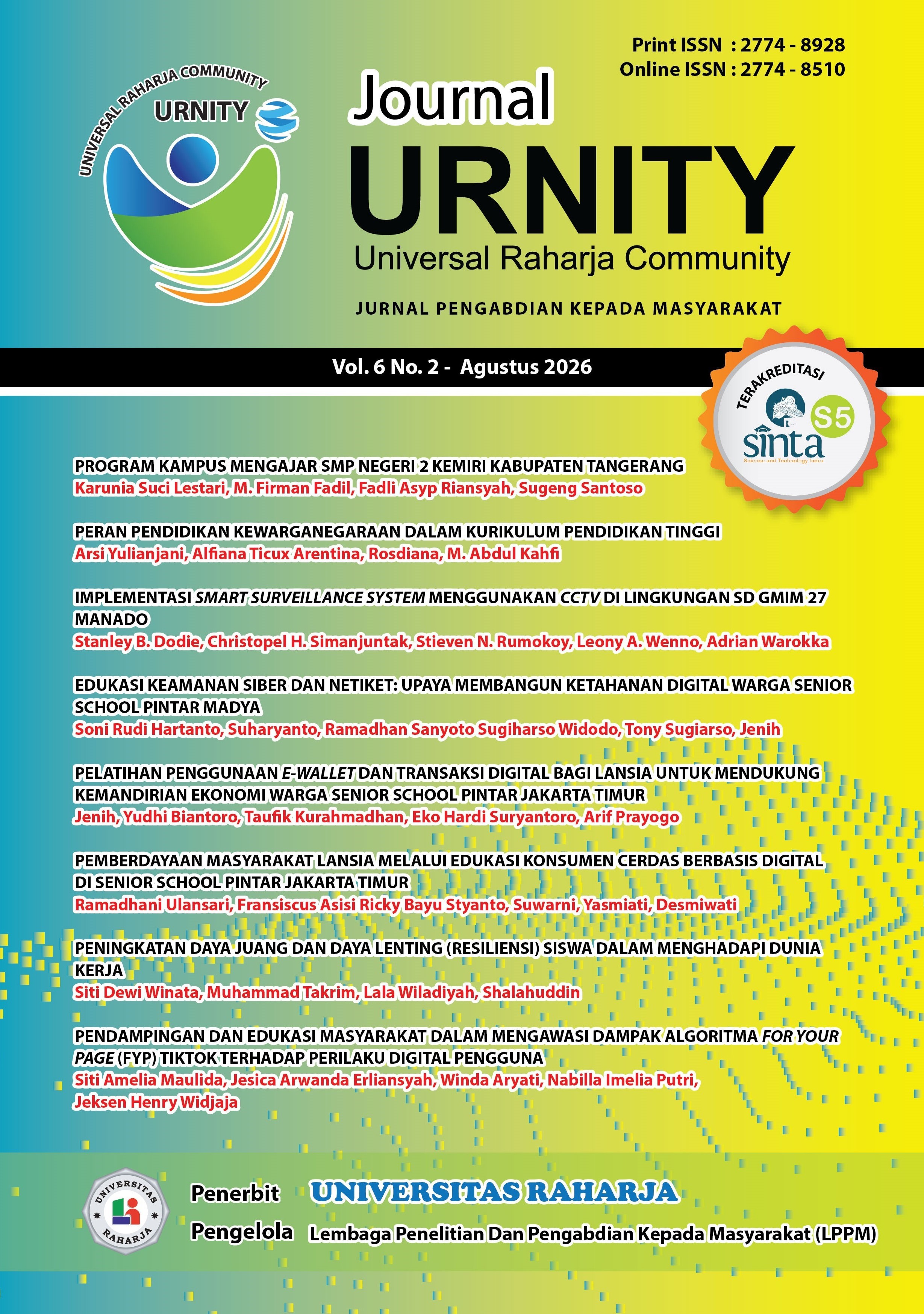 					View Vol. 6 No. 2 (2026): URNITY JOURNAL  (Universal Raharja Community)
				